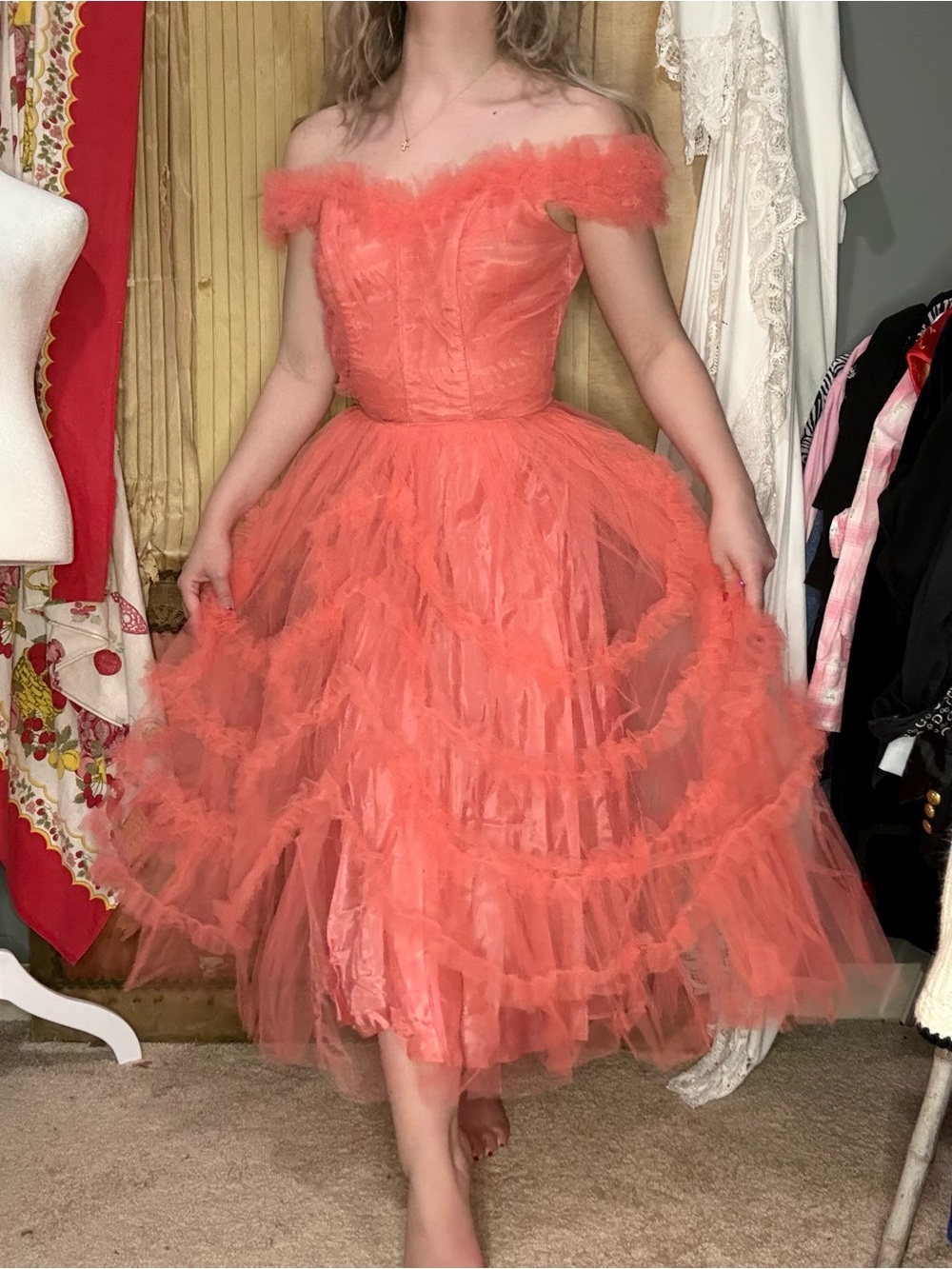 Vintage 1950’s Coral Tulle Cupcake Dress